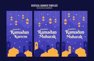 área e fundo do espaço vertical do banner da web do ramadan kareem vetor