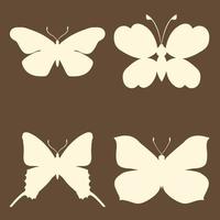 conjunto de borboletas de insetos de silhueta de contorno vetor