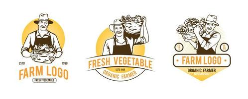cenografia de logotipo de fazenda de vegetais vetor