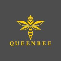 abelha rainha colorida moderna simples com inspiração de design de logotipo de coroa vetor