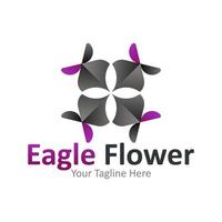 gráfico de ilustração vetorial do logotipo da flor da águia, adequado para design de logotipo de flora e fauna vetor