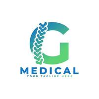 letra g com o logotipo da lombada do ícone. utilizável para logotipos de negócios, ciências, saúde, médicos, hospitais e natureza. vetor