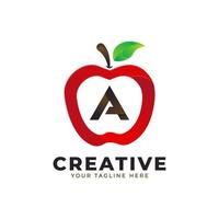 letra um logotipo em frutas frescas de maçã com estilo moderno. modelo de ilustração vetorial de designs de logotipos de identidade de marca vetor