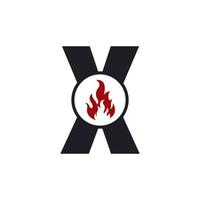 letra inicial x com inspiração de design de logotipo de fogo de chama vetor