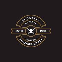 distintivo retrô vintage para vestuário vestuário símbolo de design de emblema de logotipo de estilo antigo vetor