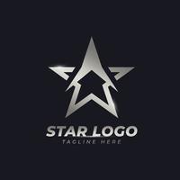 modelo de design de vetor de logotipo de estrela de prata em estilo elegante com fundo preto