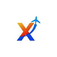 letra inicial x viagem com elemento de modelo de design de logotipo de voo de avião vetor