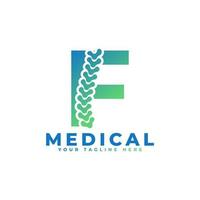 letra f com o logotipo da lombada do ícone. utilizável para logotipos de negócios, ciências, saúde, médicos, hospitais e natureza. vetor