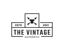 distintivo de etiqueta retrô vintage clássico para elemento de modelo de design de emblema de logotipo de vestuário de vestuário vetor