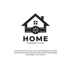 ícone de cinema imobiliário. combinação de logotipo de listras de casa e filme para elemento de modelo de design de produção de filme vetor