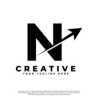 letra inicial n seta criativa artística para cima do logotipo da forma. utilizável para logotipos de negócios e branding. vetor