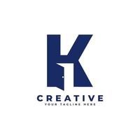 letra inicial k com design de logotipo de espaço negativo de porta. utilizável para logotipo de construção de arquitetura de construção vetor