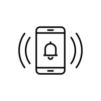 ilustração em vetor de ícone de alerta de smartphone tocando em estilo delineado. adequado para elemento de design de notificação de smartphone, celular tocando e indicador de telefone vibratório.