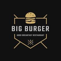 emblema de crachá de etiqueta retrô vintage clássico hambúrguer de hambúrguer de carne de presunto para inspiração de design de logotipo de restaurante de fast food vetor
