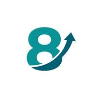 número 8 seta para cima símbolo do logotipo. bom para logotipos de empresas, viagens, startups, logística e gráficos vetor