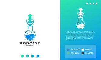 logotipo de podcast de laboratório. ilustração vetorial de ícone de podcast de laboratório médico vetor