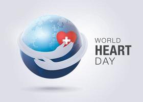 conceito de ilustração do dia mundial do coração. abraçando mundo vetor