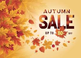 banner de venda de compras de temporada de outono abstrato, modelo de venda de outono com folha. olá fundo de design de temporada de outono com folhas de outono vetor