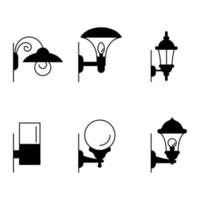 conjunto de ícones de lâmpada de jardim, vetor de silhueta de lâmpada de jardim. ilustração vetorial eps.10