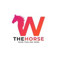 letra inicial criativa w com conceito de vetor de logotipo de cabeça de cavalo ou garanhão