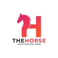 letra inicial criativa h com conceito de vetor de logotipo de cabeça de cavalo ou garanhão