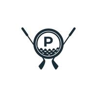 logotipo do esporte de golfe. letra p para modelo de vetor de design de logotipo de golfe. vetor eps10
