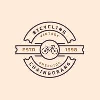 emblema retrô vintage para reparação de bicicletas e símbolo de design de emblema de loja de serviços vetor