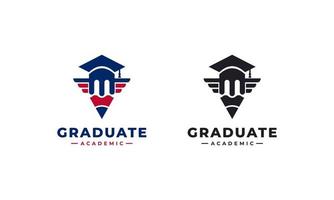 lápis de graduação criativo com chapéu de toga para educação escolar inspiração de design de logotipo de campus acadêmico universitário