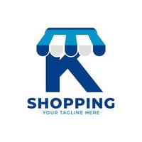 moderna letra inicial k loja e ilustração em vetor logotipo do mercado. perfeito para comércio eletrônico, venda, desconto ou elemento da web da loja