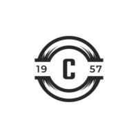 elemento de modelo de design de logotipo vintage insígnia letra c. adequado para identidade, etiqueta, crachá, café, vetor de ícone do hotel
