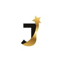 letra inicial j elemento de modelo de símbolo de ícone de logotipo de estrela dourada vetor