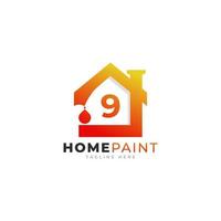 inspiração de design de logotipo imobiliário de pintura em casa número 9 vetor