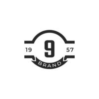 elemento de modelo de design de logotipo vintage insígnia número 9. adequado para identidade, etiqueta, crachá, café, vetor de ícone do hotel