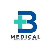 letra b cruz mais logotipo. utilizável para logotipos de negócios, ciências, saúde, médicos, hospitais e natureza. vetor