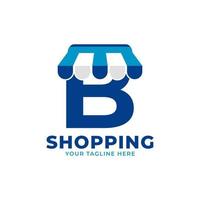 moderna letra inicial b loja e ilustração em vetor logotipo do mercado. perfeito para comércio eletrônico, venda, desconto ou elemento da web da loja