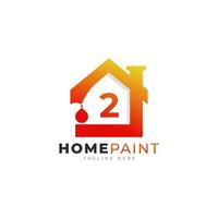 inspiração de design de logotipo imobiliário de pintura em casa número 2 vetor