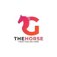 letra inicial criativa g com conceito de vetor de logotipo de cabeça de cavalo ou garanhão