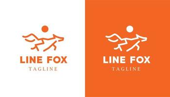 monoline de lobo minimalista simples, logotipo geométrico de arte de linha de raposa laranja perfeito para qualquer marca vetor