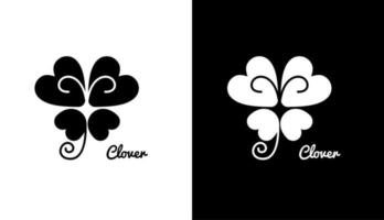 silhueta de trevo, design de logotipo de folha minimalista para marcas de moda e saúde vetor