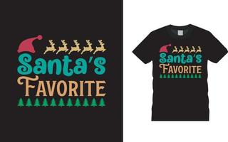 design de camiseta de natal favorito do papai noel, vestuário, ilustração vetorial, modelo gráfico, impressão sob demanda, tecidos têxteis, estilo retrô, tipografia, vintage, camiseta de natal vetor