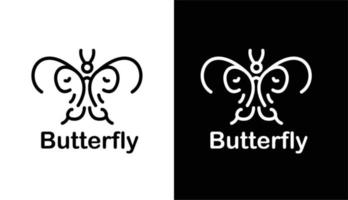 logotipo de borboleta simples, ilustração monoline fofa, adequada para empresas de roupas, café e hijab vetor