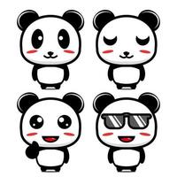 coleção de impressão de design de mascote panda bonito. Isolado em um fundo branco. conceito de pacote de ideia de logotipo de mascote de personagem fofo vetor