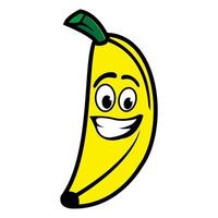 personagem de desenho animado de banana sorridente. ilustração vetorial isolada no fundo branco vetor