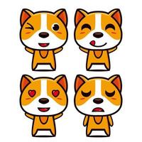 definir coleção de personagem de design de mascote de cachorro fofo. Isolado em um fundo branco. conceito de pacote de ideia de logotipo de mascote de personagem fofo vetor