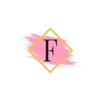 letra f logotipo com pincelada de cor de água. utilizável para logotipos de negócios, casamento, maquiagem e moda. vetor