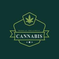 emblema retrô vintage para maconha cannabis maconha maconha folha thc cbd saúde e terapia médica logotipo emblema design símbolo vetor