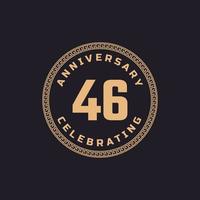 celebração de aniversário de 46 anos retrô vintage com emblema de padrão de borda de círculo. saudação de feliz aniversário celebra evento isolado em fundo preto vetor