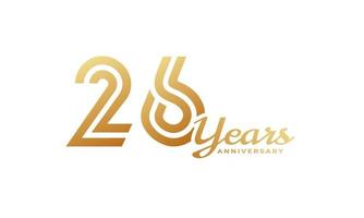 Celebração de aniversário de 26 anos com cor dourada de caligrafia para evento de celebração, casamento, cartão de felicitações e convite isolado no fundo branco vetor