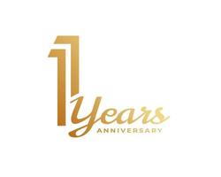 Celebração de aniversário de 1 ano com cor dourada de caligrafia para evento de celebração, casamento, cartão de felicitações e convite isolado no fundo branco vetor