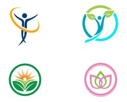 Logotipo de terapia de cuidados familiares de saúde e natureza de símbolos vetor